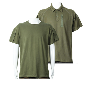 Camisetas tácticas verdes DFT09, polos de manga corta con múltiples bolsillos - Product Image 1