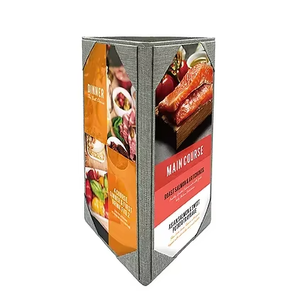 Wholesale Linen Fabric Menu Trifold <b>Board</b> 3 View Stand <b>Table</b> Tents <b>Display</b> Restaurant <b>Table</b> <b>Top</b> <b>Table</b> Tent - Product Image 1