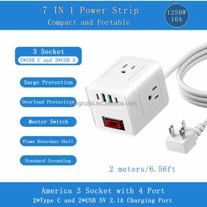 Stop Kontak 7 in 1 dengan Pelindung Lonjakan Arus, Stop Kontak Kubus dengan Proteksi Beban Berlebih, 3 Stop Kontak dan 4 Port USB (termasuk 2 Tipe-C) - Product Image 4