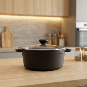 Olla Holandesa Premium de Hierro Fundido con Tapa de Vidrio, Revestimiento Antiadherente de Cerámica y Asa de Acero Inoxidable para Estufas de Gas e Inducción - Product Image 4