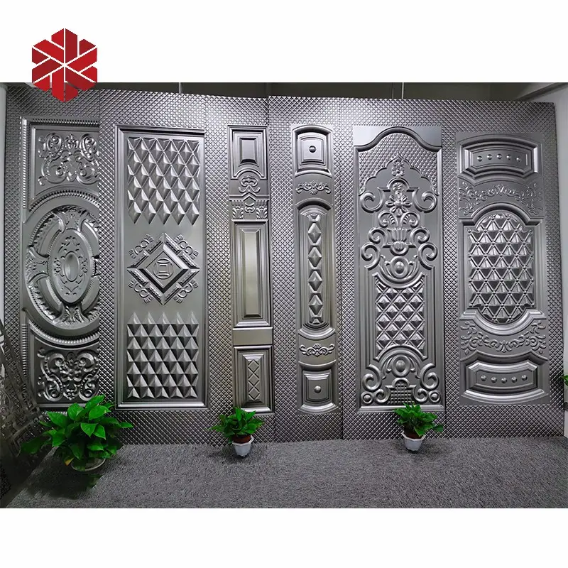 Panel de puerta de metal en relieve, molde para puertas, láminas de aluminio y acero, paneles decorativos