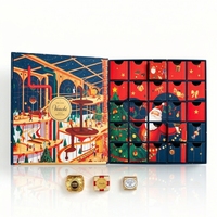 Boîte de calendrier de l'avent de Noël carrée rouge, personnalisée, avec 25 tiroirs symétriques, emballage en papier pour cadeaux d'entreprise