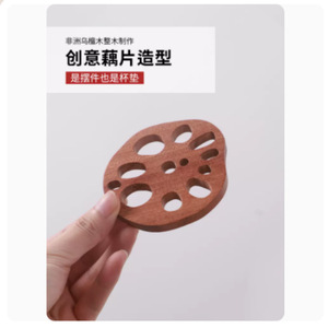 Posavasos de madera con forma de raíz de loto, 9,5x8,5x1 cm, aislante para protección de tazas de té y café - Product Image 3