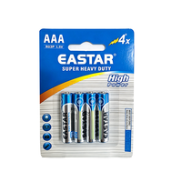 Batería de Carbono-Zinc EASTAR AAA R03 R03P UM4 1.5V con Cubierta de PVC, Super Resistente, en Blister para Juguetes con Control Remoto