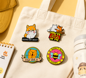 Lot de badges en émail personnalisés en gros, motifs animaux mignons et inspirants, épingles de revers en métal Shiba Inu, Chat, Abeille - Product Image 3