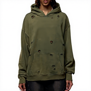 Sudadera con Capucha para Hombre con Logotipo Personalizado OEM, 100% Algodón, Estilo Desgastado, Retro, Oversize, Estilo Urbano - Product Image 2