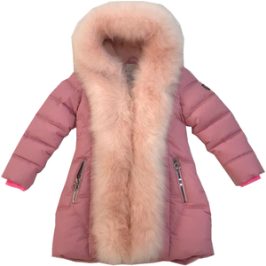 Blouson aviateur d'hiver ODM pour enfants pour filles Veste en fourrure imperméable avec fermeture éclair personnalisable pour les tout-petits filles - Product Image 1