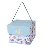 Boîte cadeau à rabat de dessin animé, boîte d'emballage cadeau d'anniversaire pour bébé boîte magnétique portable exquise