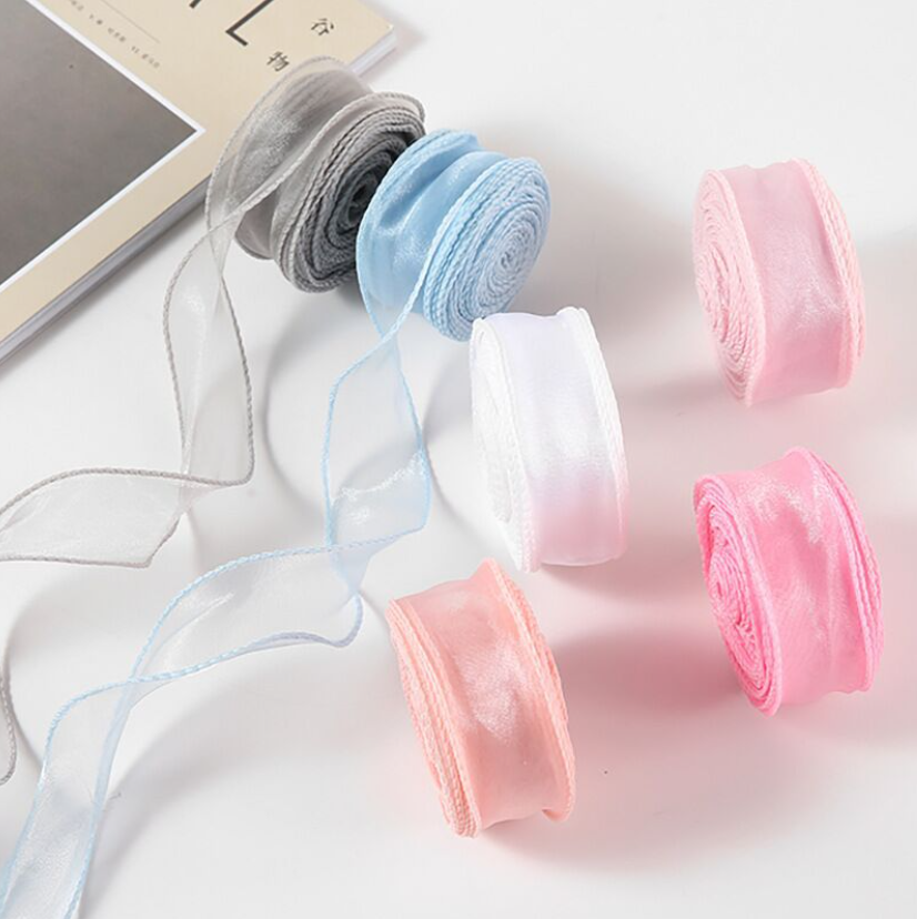 Colored Gift Wrap Ribbons Printed Grosgrain Organza Ribbon for Custom Gift Decoration Pink Decorative Ribbons