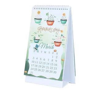 Vente en gros de calendriers de tente de bureau quotidiens à reliure spirale de petite taille Échantillon gratuit de calendrier de table perpétuel personnalisé