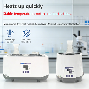 เครื่องทำความร้อนในห้องปฏิบัติการทางการแพทย์ IKEME อุปกรณ์ทำความร้อนแบบดิจิตอล ควบคุมอุณหภูมิได้  ถังน้ำร้อนขนาดเล็ก 2 ช่อง ป้องกันการไหม้แห้ง - Product Image 3