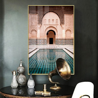 Tableau mural auto-adhésif amovible style Art déco, motif vague côtière, idéal pour les locataires, décoration murale océanique pour appartement