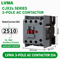 Contacteur CA triphasé tripolaire CJX2-2511 25A avec contact auxiliaire 1NO 1NC IEC 60947-4-1 CE CCC pour rail DIN, moteur, pompe, ascenseur