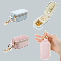 Étui à bijoux mini en velours de luxe, boîte à bague unique, pochette zippée couleur bonbon, sac de rangement portable pour boucles d'oreilles et colliers, sac de voyage