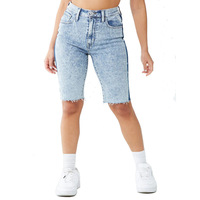 Short en jean moderne et élégant pour femme, irisé, décontracté, coupe ajustée, short en jean vieilli pour femme