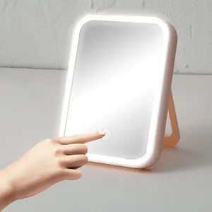 Custzied Logo Square Professional Rechargeable Cosmetic Make up Mirror Led Makeup Mirror Portable Luxury Custom Shenzhen Travel