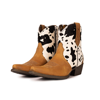 Botas Vaqueras de Cuero Genuino para Mujer, Botas Cortas Estilo Western, Botas de Trabajo Cómodas para Granjeras
