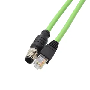 IP67 Kode D colokan 4 pin ke RJ45 pemasok konektor industri M12 kabel cetakan konektor laki-laki