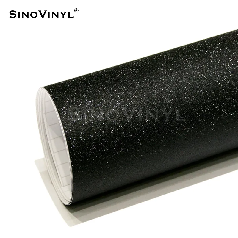 SINOVINYL MG-01 Matte Glitter Black Auto Wraps Car Vinyl Wrap Glitter