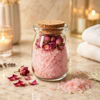 Brinelume Sel de Bain Cristallisé de l'Himalaya en Gros 100ml Corps Naturel Epsom Rose Relaxant Rafraîchissant Bain de Spa à Domicile Thé de Bain pour les Pieds