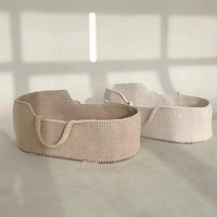 Nouveau-né Crochet Coton Corde Mose Bassinet Bébé Panier À Langer Avec Couvercle Amovible Et Coussin En Mousse Épaisse