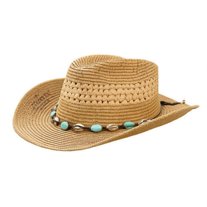 Sombrero de Vaquero con Adornos Turquesa Calados para Uso en Exteriores de Verano - Product Image 1