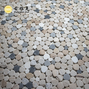 Carreaux de mosaïque en marbre de couleur mélangée de forme ronde à bulles irrégulières pour la décoration d'entrée extérieure - Product Image 6