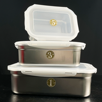 Boîte à lunch rectangulaire en acier inoxydable avec couvercle hermétique, réutilisable, durable, pour le bureau, l'école et les pique-niques