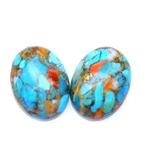 Factory Customized Shapes Cuttings New Arrival Natural White Turquoise Added Colors Synthetic Blue Turquoise Cabochon Stone