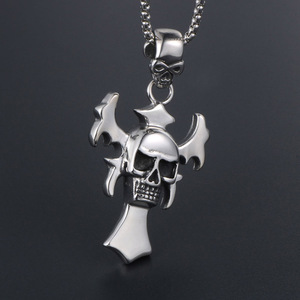 Stainless Steel Skull <b>Cross</b> Pendant Necklace SP502 Fashion Jewelry - Product Image 2