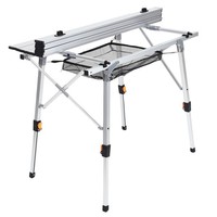 Table de pique-nique rectangulaire pliable, design en forme de nid d'abeille, réglable en hauteur, en alliage d'aluminium, mobilier d'extérieur, argent