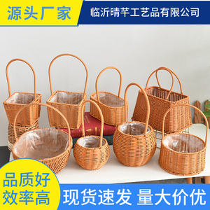 Rattan Flower <b>Basket</b> Handmade With Handle Rectangle Shape For Home Decor Shandong Origin - Product Image 5