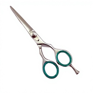 Ciseaux de barbier ergonomiques pour droitiers en acier inoxydable, manche long, finition arc-en-ciel, pour une coupe de cheveux et un coiffage précis, professionnels - Product Image 1