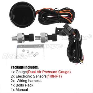 Manomètre de pression de suspension pneumatique universel PSI 2'' 52mm, affichage numérique double, indicateur de suspension pneumatique, LED bleue avec capteur 1/8NPT - Product Image 2