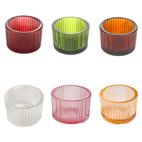 Porte-bougie en verre à rayures verticales avec bordure dorée de qualité supérieure pour bougies d'aromathérapie de luxe et décoration de table élégante