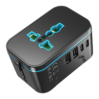 Adaptateur international 2QC18w + 2PD20w Nouvel adaptateur multi-prises avec 8 prises secteur et adaptateur de voyage universel à double port USB