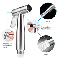 Hochwertige 304 Edelstahl Bidet-Sprühpistole Tragbare Graue Sprühpistole mit Wasserdurchflussregelung Shattaf Windelsprüher Toilette
