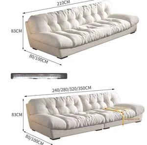 โซฟาคลาวด์สไตล์มินิมอลสมัยใหม่ สำหรับใช้ในบ้าน โซฟาผ้าสีครีม - Product Image 4