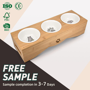 Comedouro de Madeira de Alta Qualidade para Animais de Estimação, Suporte de Bambu para Ração de Gato e Cachorro, Comedouro de Madeira para Cães e Gatos com Pernas - Product Image 1