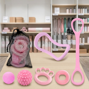 Silicone Hand Grip Ring Figure 8 Resistance Band Yoga <b>Massage</b> Fascia <b>Ball</b> Set Portable Home Yoga Fitness Training Kit All - Product Image 2