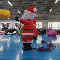 Père Noël Gonflable Dansant dans le Ciel avec Cadeau, Décoration Extérieure de Noël, Homme Agitant les Bras pour Promotion Commerciale des Fêtes