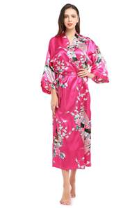 Kimono de seda de manga larga para <span class=keywords><strong>mujer</strong></span>, con estampado Floral vestido de novia, venta al por mayor - Product Image 3