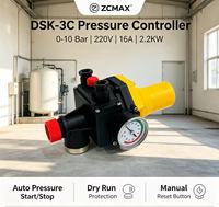 Contrôleur de pression de pompe automatique 3C avec manomètre et protection contre la marche à sec, 220V 16A, interrupteur de pression pour pompe à eau domestique