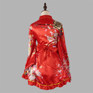 Robe <span class=keywords><strong>kimono</strong></span> courte de style <span class=keywords><strong>japonais</strong></span> pour femmes, imprimé floral <span class=keywords><strong>noir</strong></span>, costume de cosplay pour fête d'Halloween - Product Image 5