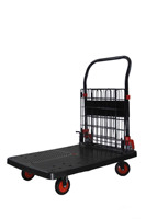 Chariot pliable en fil métallique noir, capacité de charge de 300 kg, robuste, 4 roues, chariot utilitaire portable, entrepôt, épicerie, camping, OEM Saituo