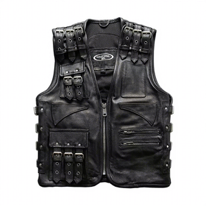 New OEM Men's Cowhide Leather Biker <b>Vest</b> Motorbike Waistcoat - Product Image 1
