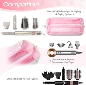 Sac de rangement multifonctionnel matelassé pour accessoires capillaires - Étui de voyage floral rose pour Dyson Airwrap et <span class=keywords><strong>fer</strong></span> <span class=keywords><strong>à</strong></span> <span class=keywords><strong>boucler</strong></span> <span class=keywords><strong>Revlon</strong></span> - Product Image 3