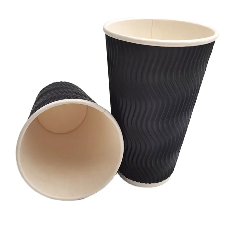 Compostable double wall hot coffee paper cup drink juice beverage paper cups with lid