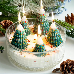 Christmas Tree Candles Pink Scented Holiday Decor 3 Wick Customized Shape - Product Image 4