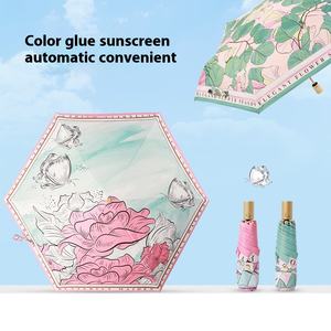 70% <span class=keywords><strong>parapluie</strong></span> pliant automatique ultra-léger nouveau Style rétro français pluie brillant Composite couleur Protection UV Logo de voyage - Product Image 3